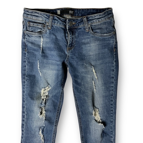 Kut From The Cloth Catherine Boyfriend Distressed Jeans Med Wash Stretch Sz 4 - Picture 2 of 11
